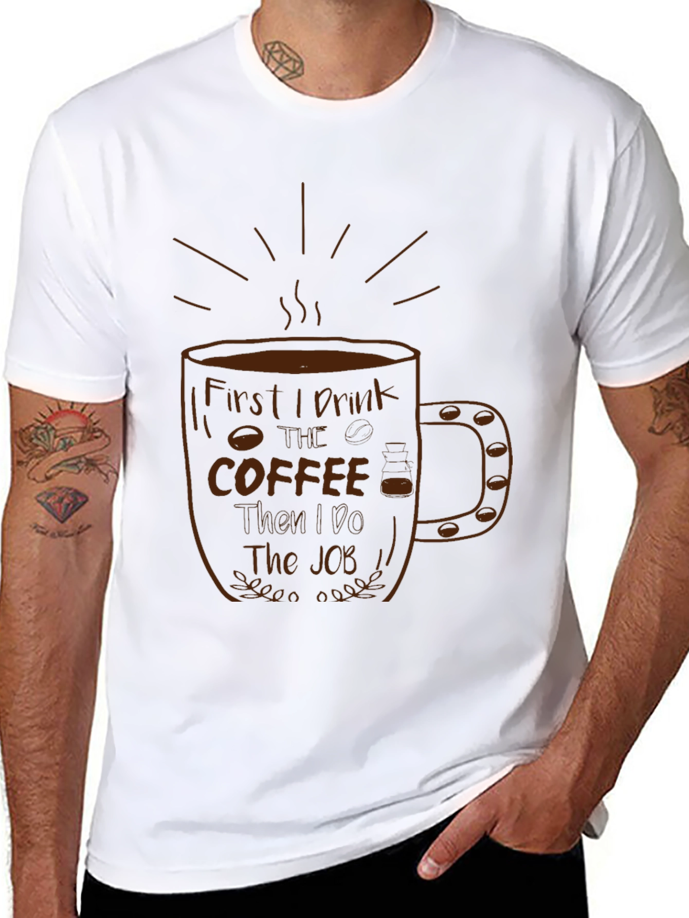 Coffee First T-Shirt - Black Graphic Tee