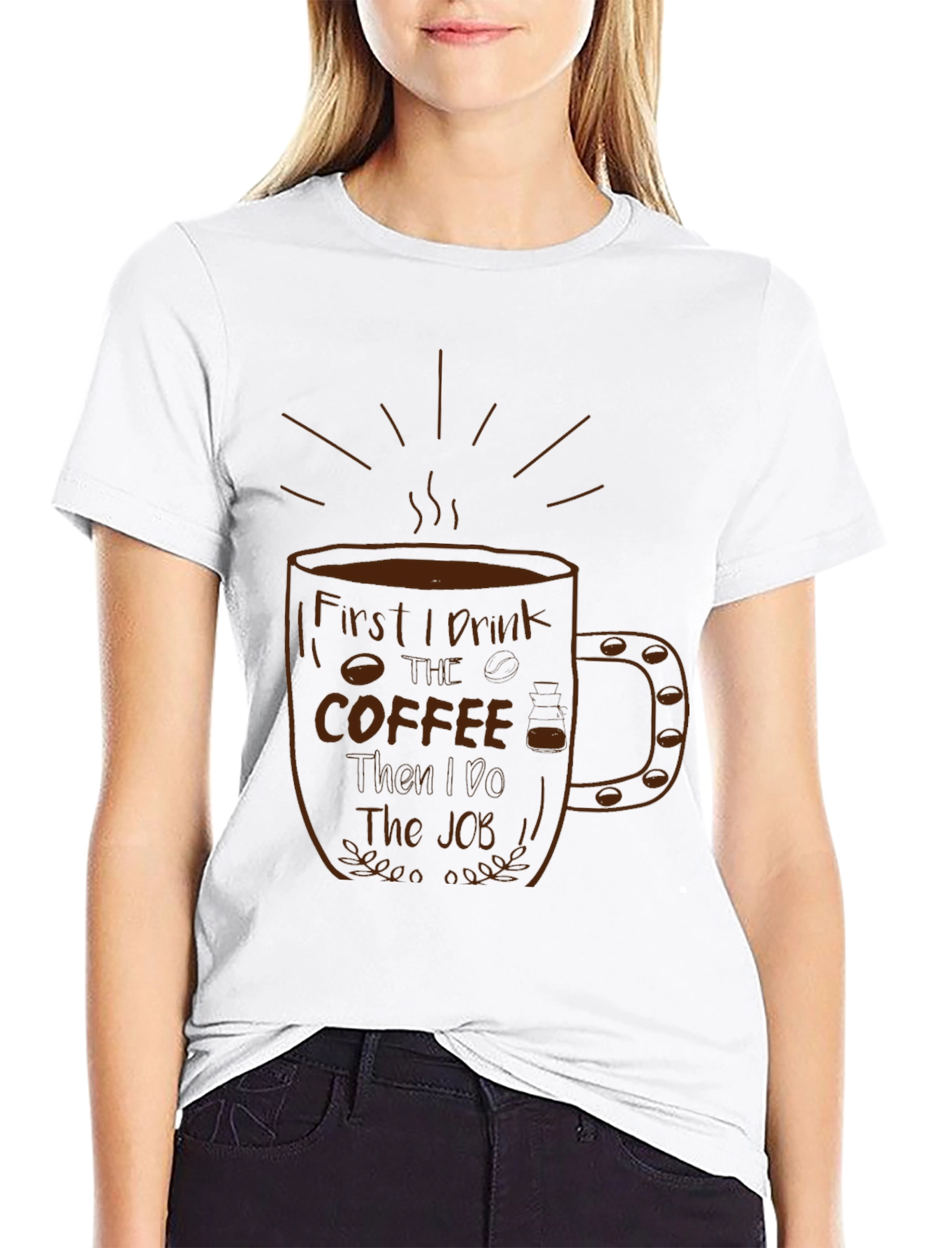 Coffee First T-Shirt - Black Graphic Tee