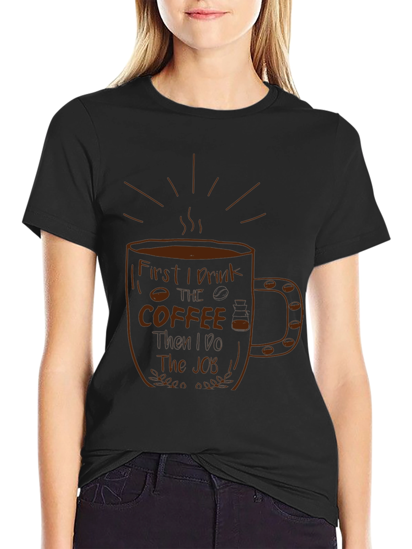 Coffee First T-Shirt - Black Graphic Tee