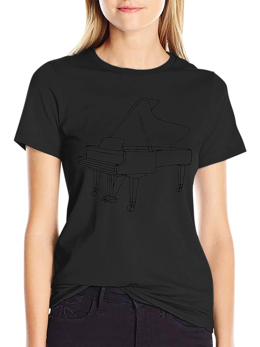 Grand Piano Outline Black T-Shirt