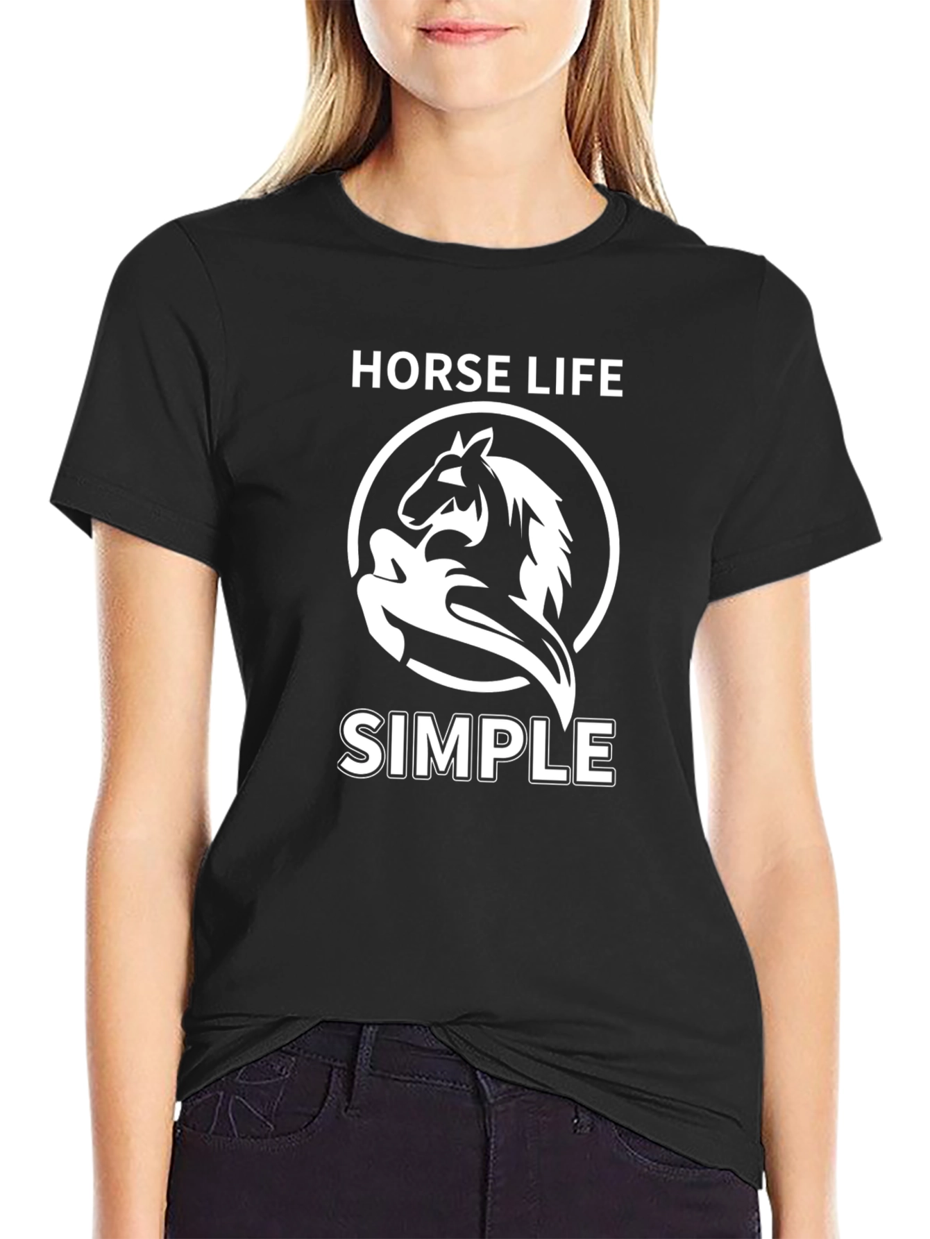 Horse Life Simple Black T-Shirt