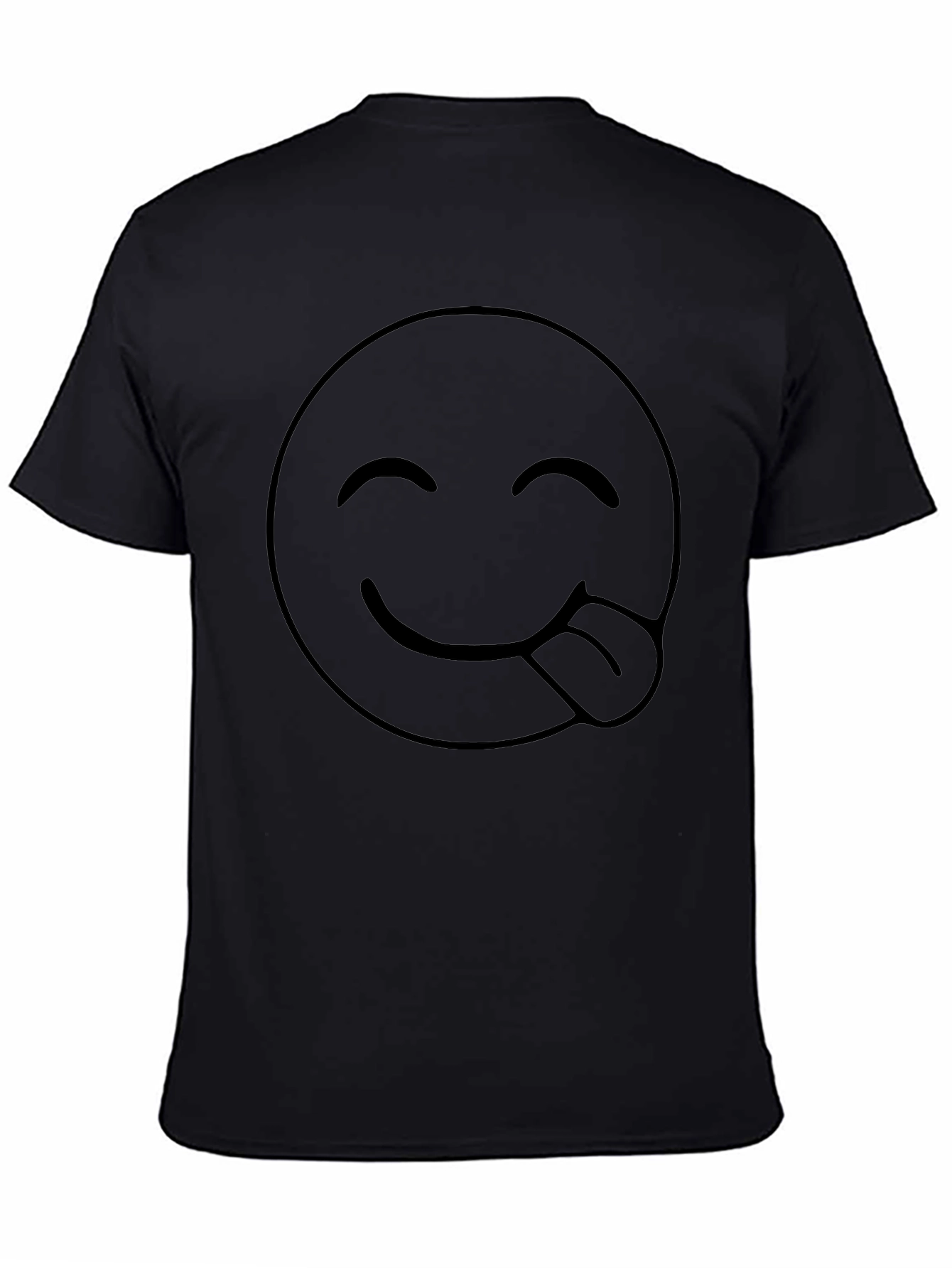 Emoji Tongue Out Black T-Shirt - Funny Casual Tee
