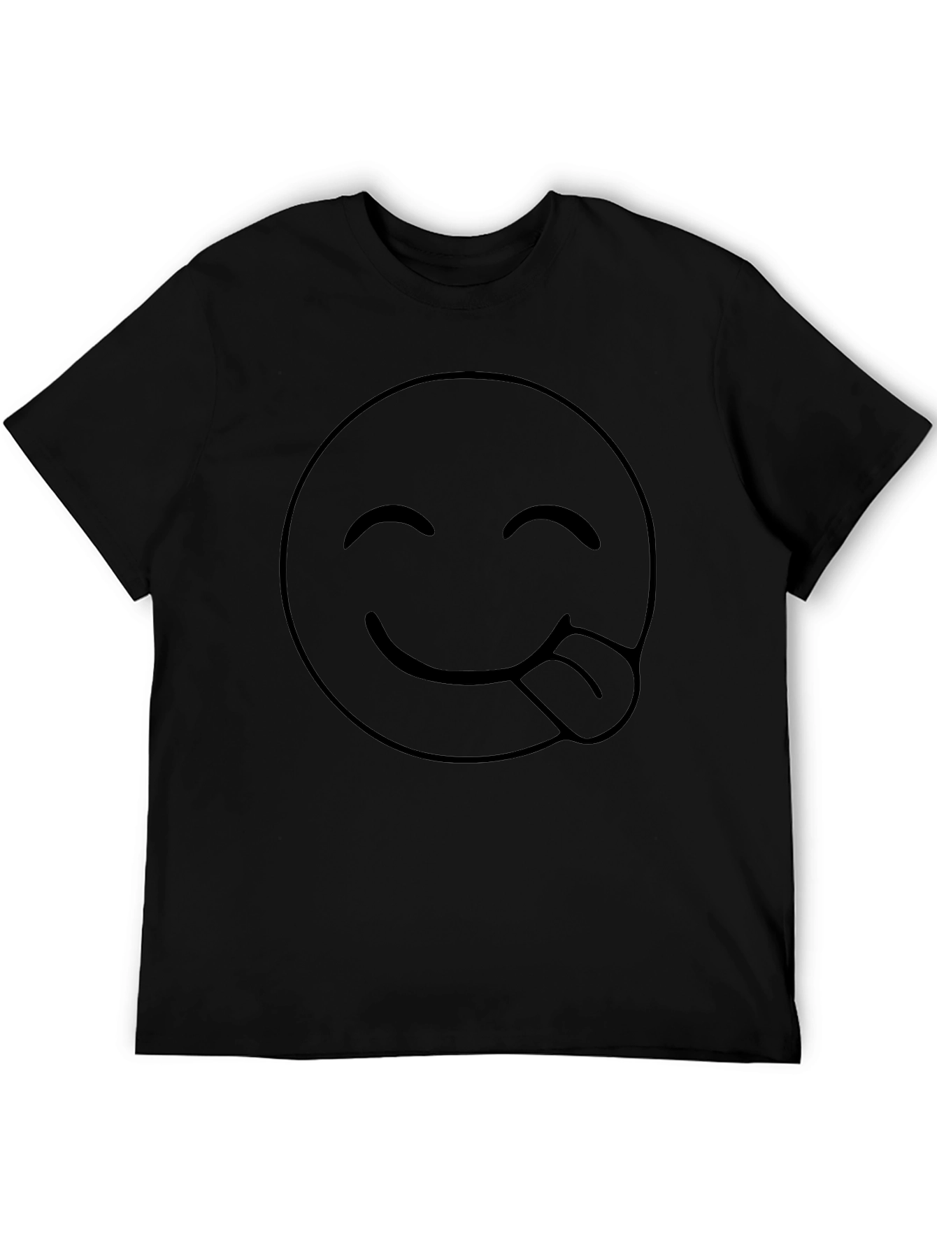Emoji Tongue Out Black T-Shirt - Funny Casual Tee