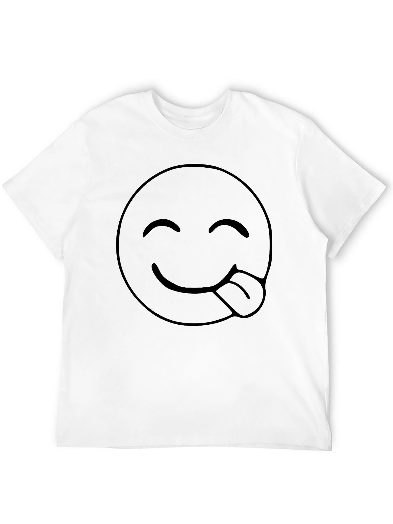 Emoji Tongue Out Black T-Shirt - Funny Casual Tee