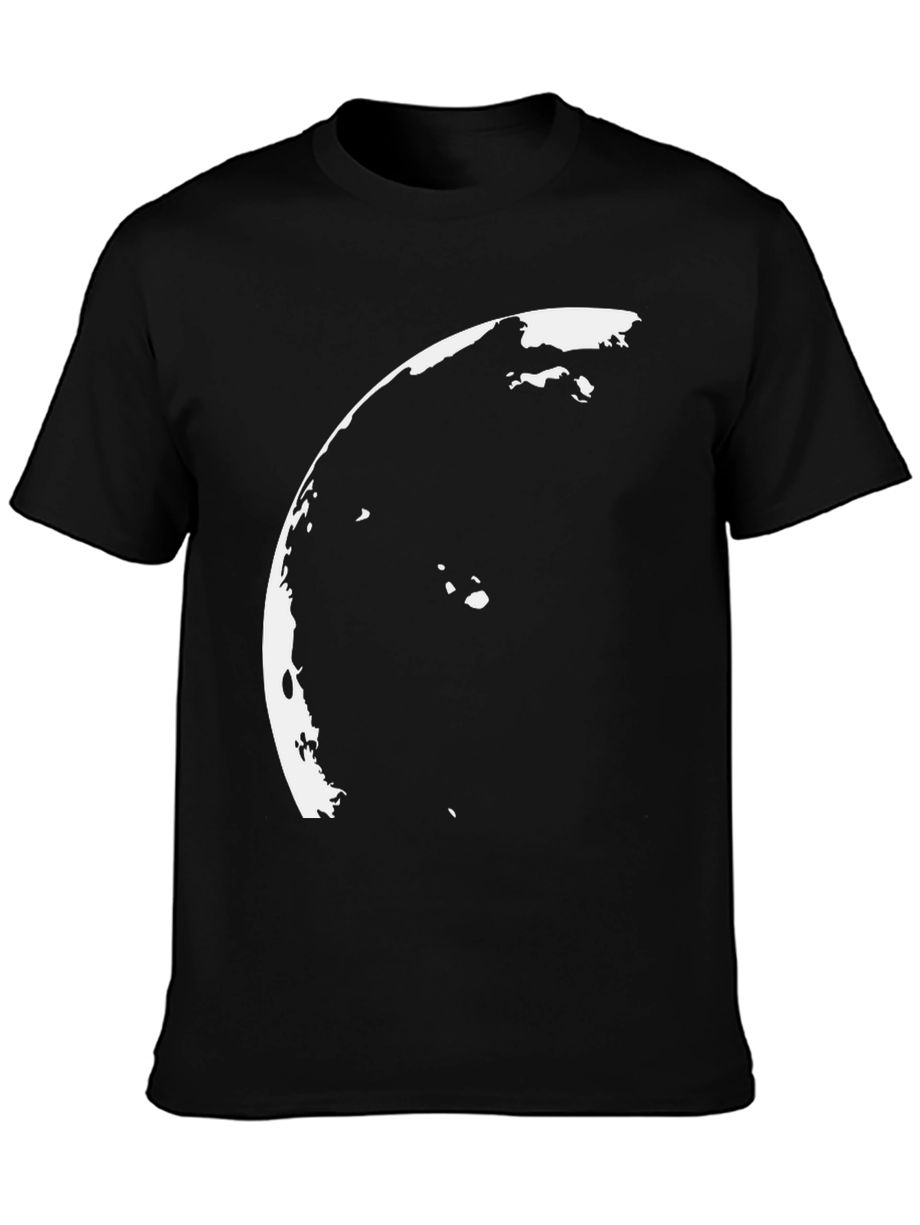 Lunar Phase Graphic Tee - Black Cotton Casual Shirt