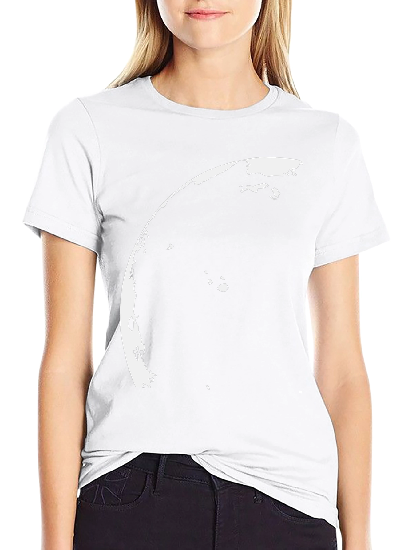 Lunar Phase Graphic Tee - Black Cotton Casual Shirt