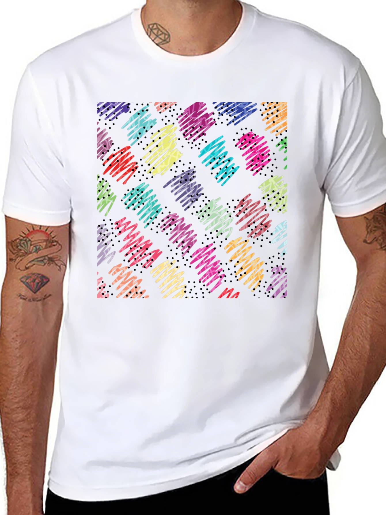 Abstract Scribble Pattern Black T-Shirt