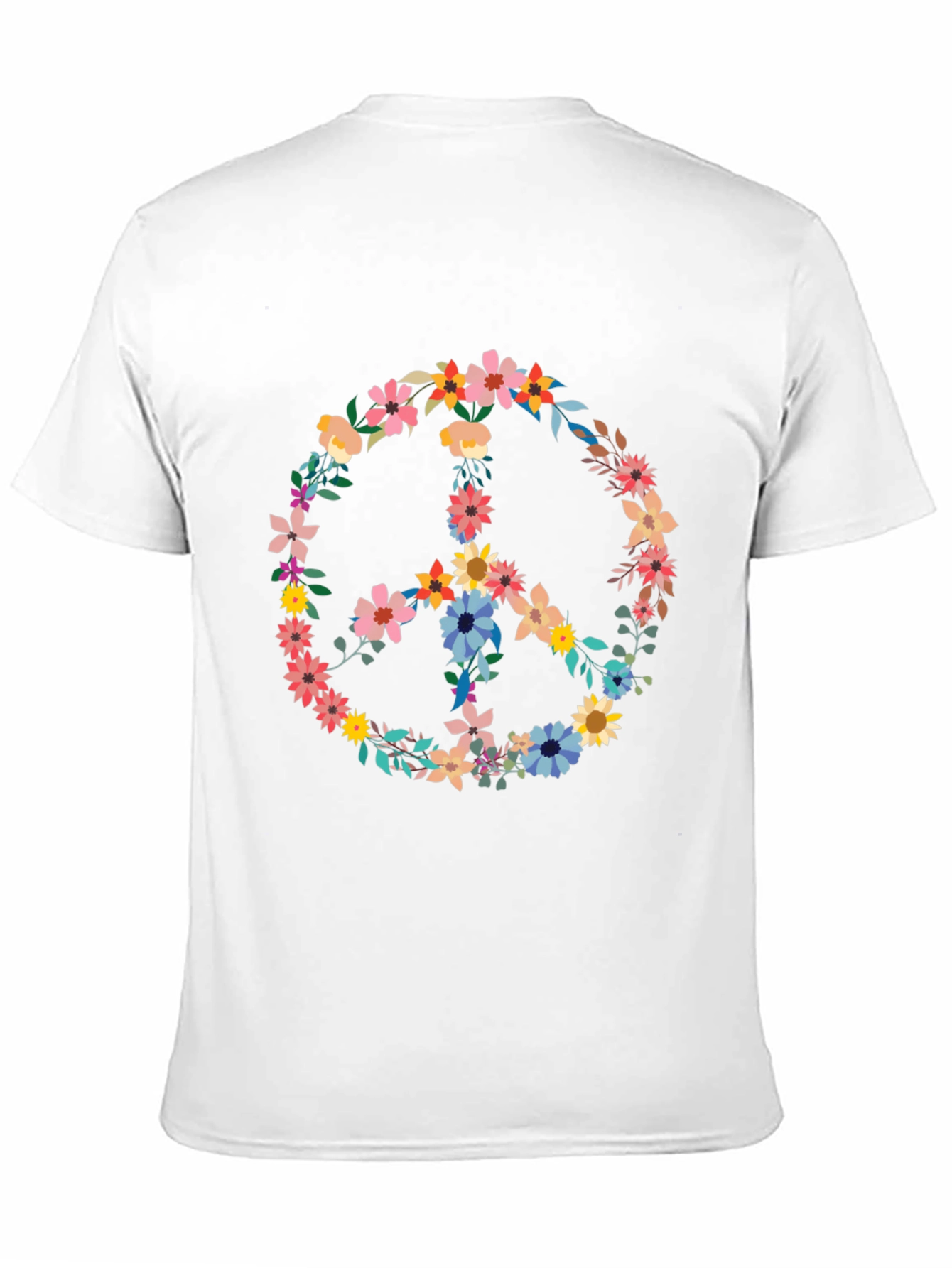 Floral Peace Sign Black T-Shirt - Unisex