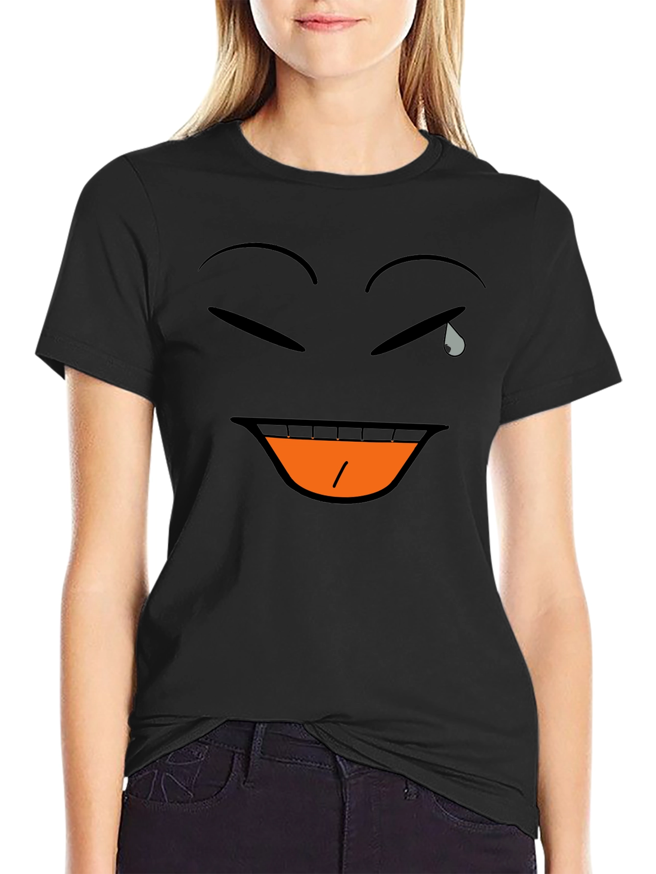 Laughing Crying Emoji Black T-Shirt