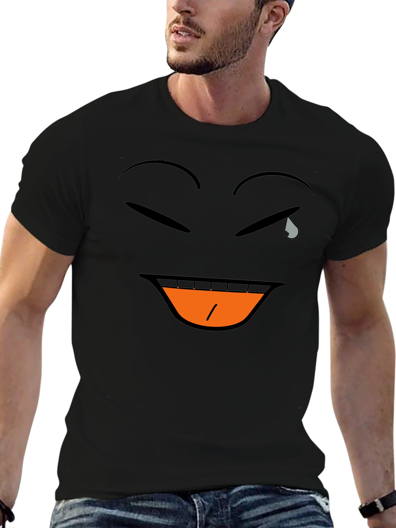 Laughing Crying Emoji Black T-Shirt