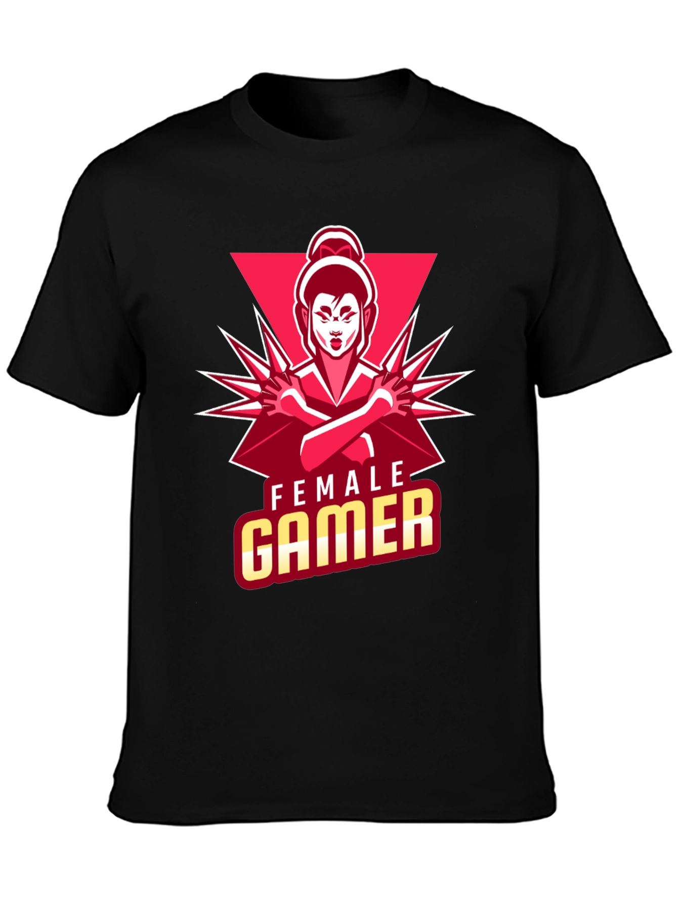 Female Gamer Graphic Tee - Stylish Black Cotton T-Shirt