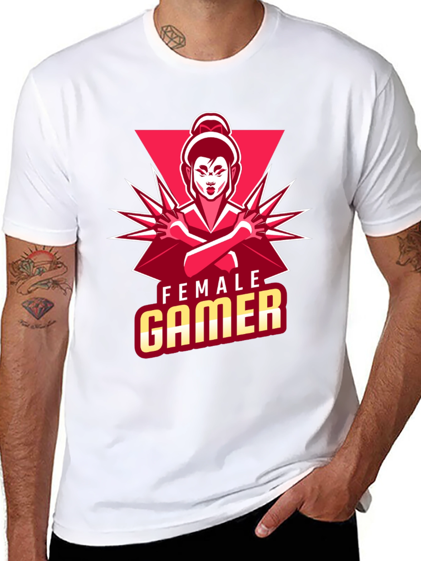 Female Gamer Graphic Tee - Stylish Black Cotton T-Shirt