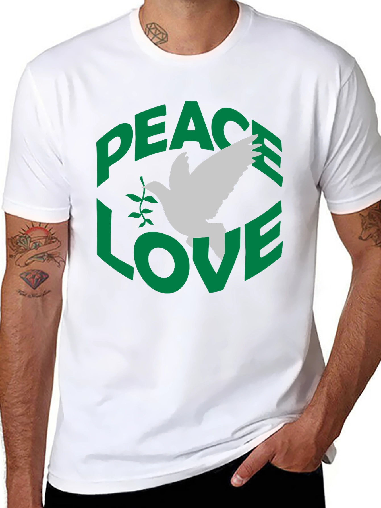 Peace Love Dove Graphic T-Shirt - Black