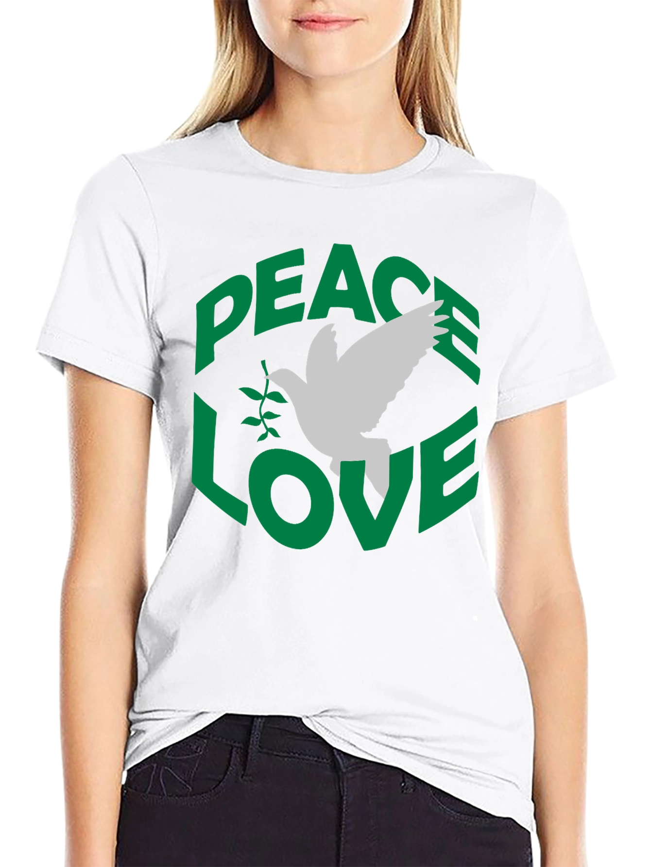 Peace Love Dove Graphic T-Shirt - Black