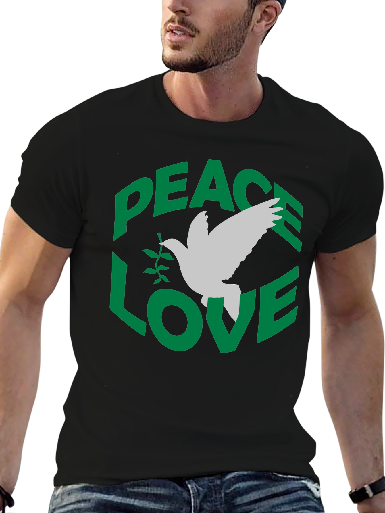 Peace Love Dove Graphic T-Shirt - Black