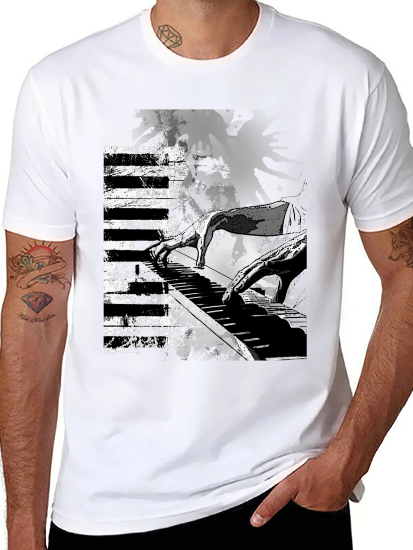 Abstract Piano Keys Graphic Print Tee