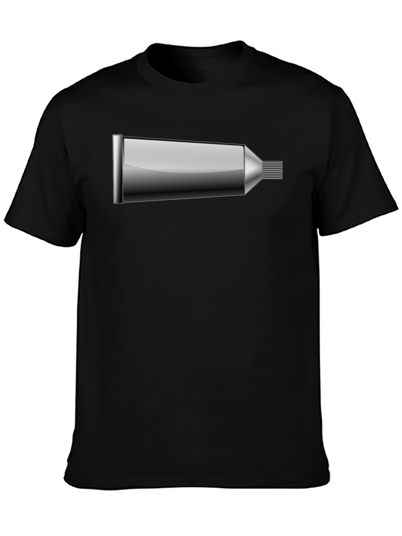 Novelty Toothpaste Tube Graphic Tee - Black Cotton Blend