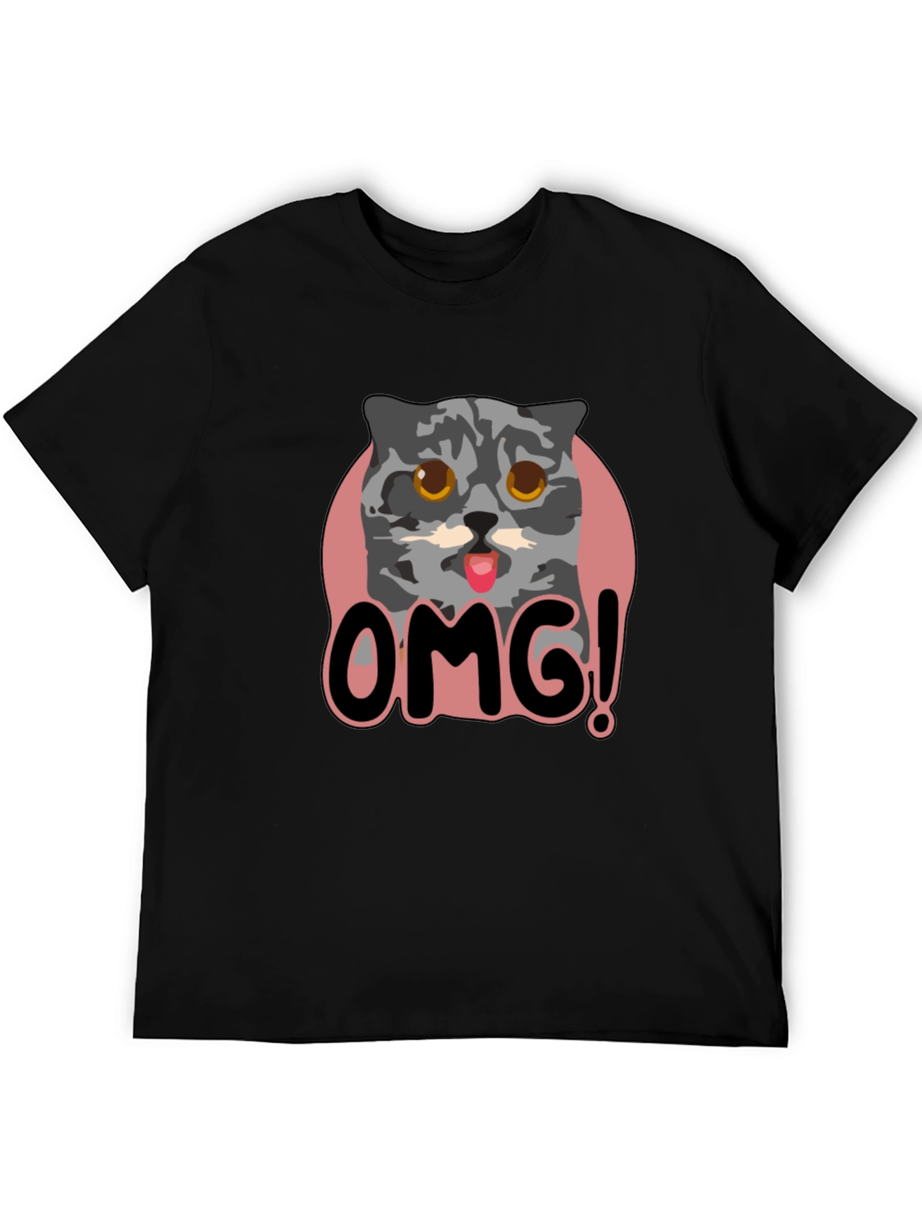 OMG Cat Graphic Tee - Unisex Black T-Shirt