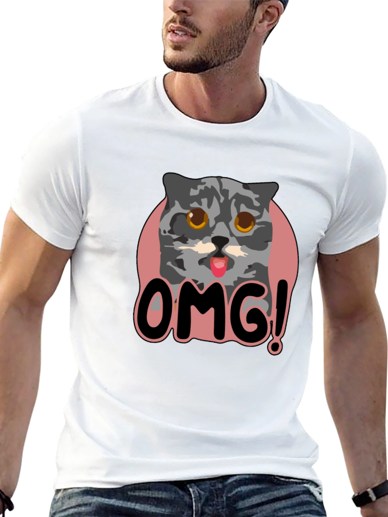 OMG Cat Graphic Tee - Unisex Black T-Shirt