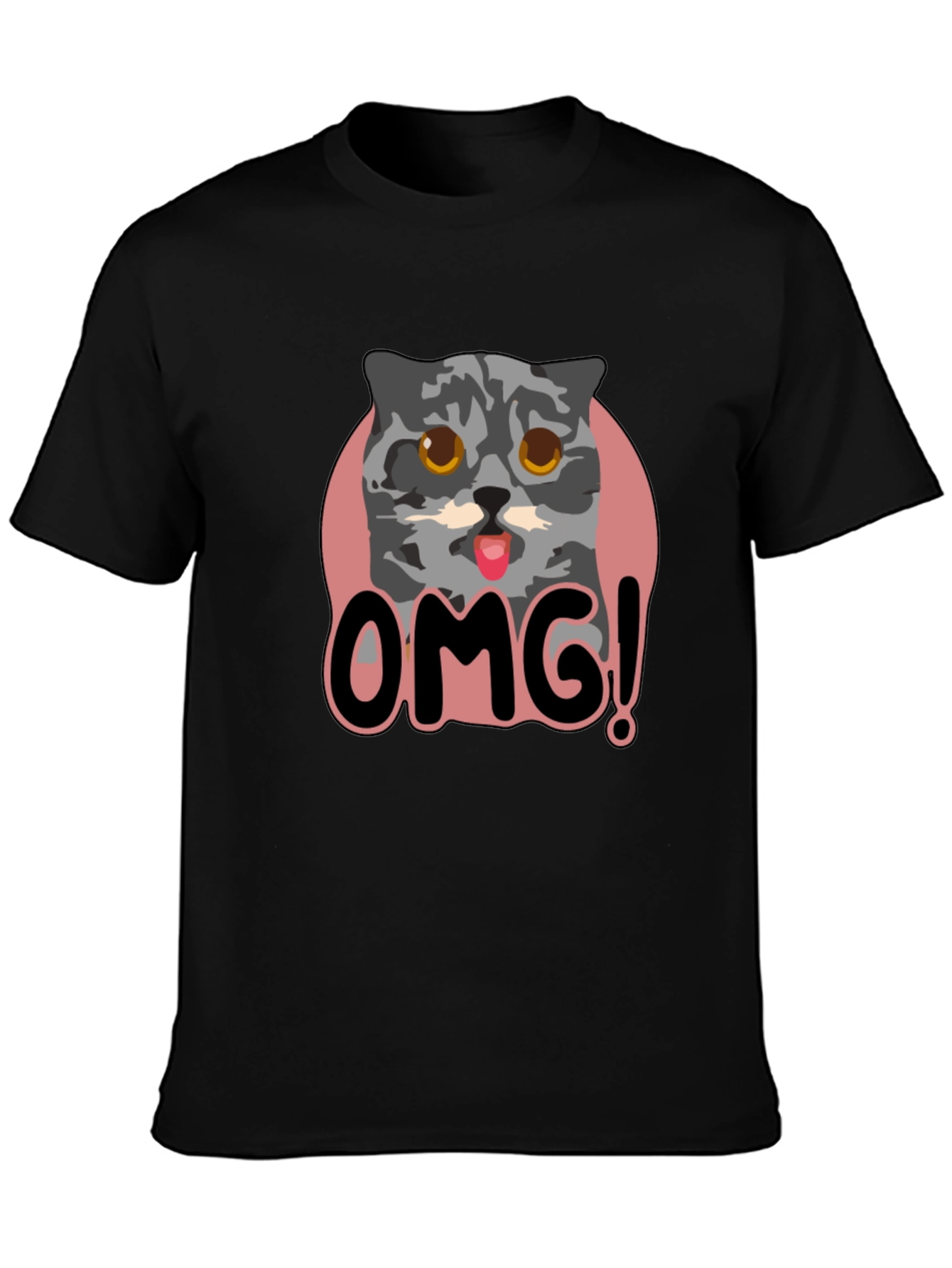 OMG Cat Graphic Tee - Unisex Black T-Shirt