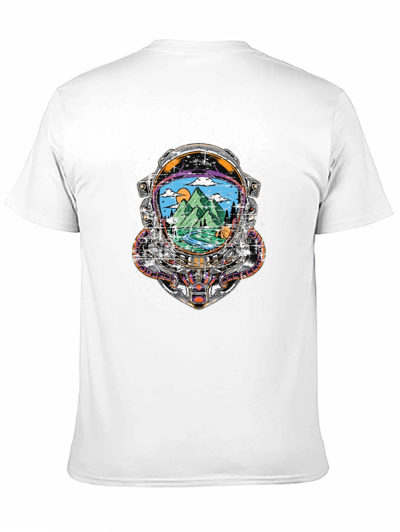 Astronaut Helmet Camping Scene Graphic Tee