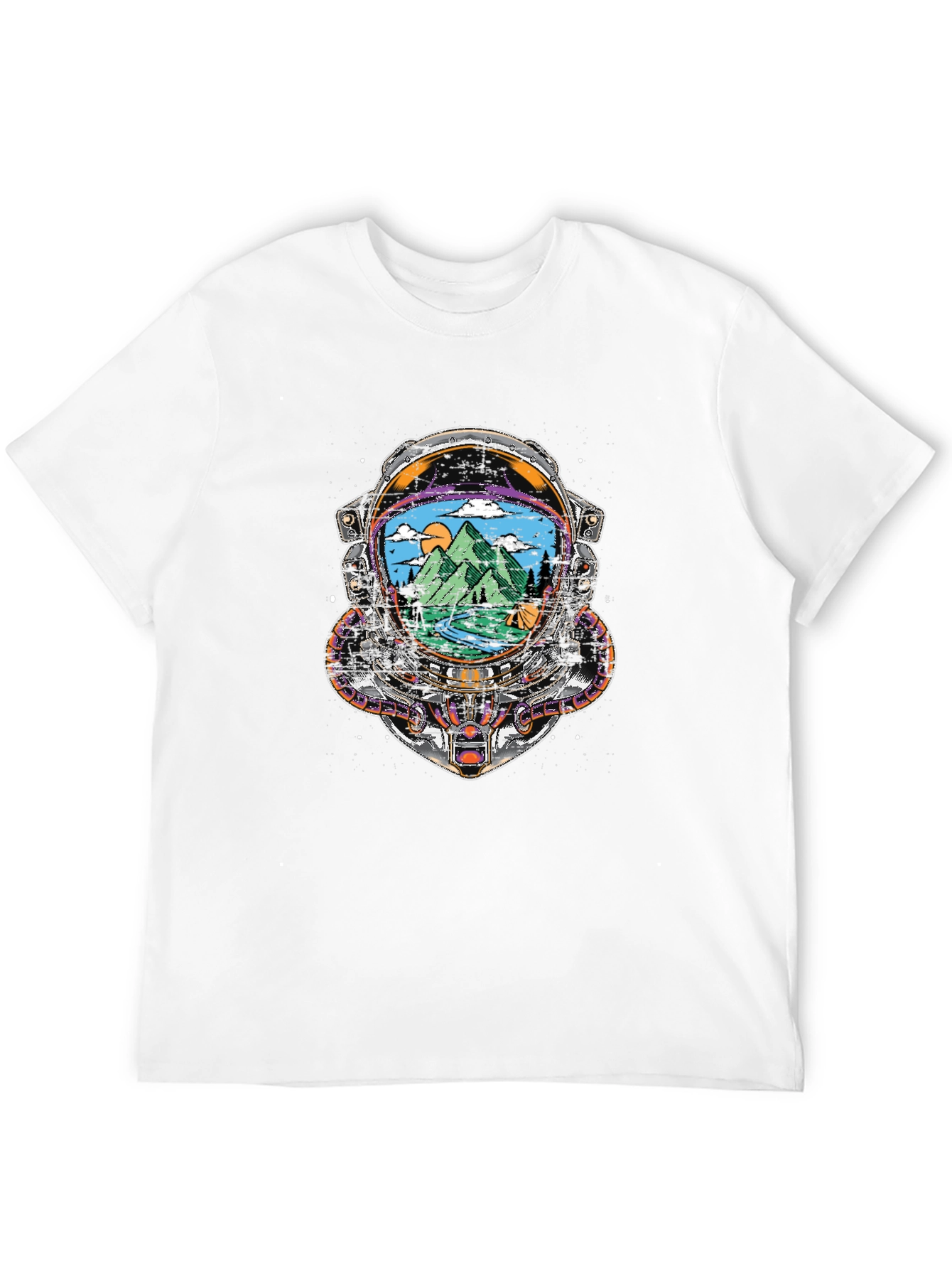 Astronaut Helmet Camping Scene Graphic Tee
