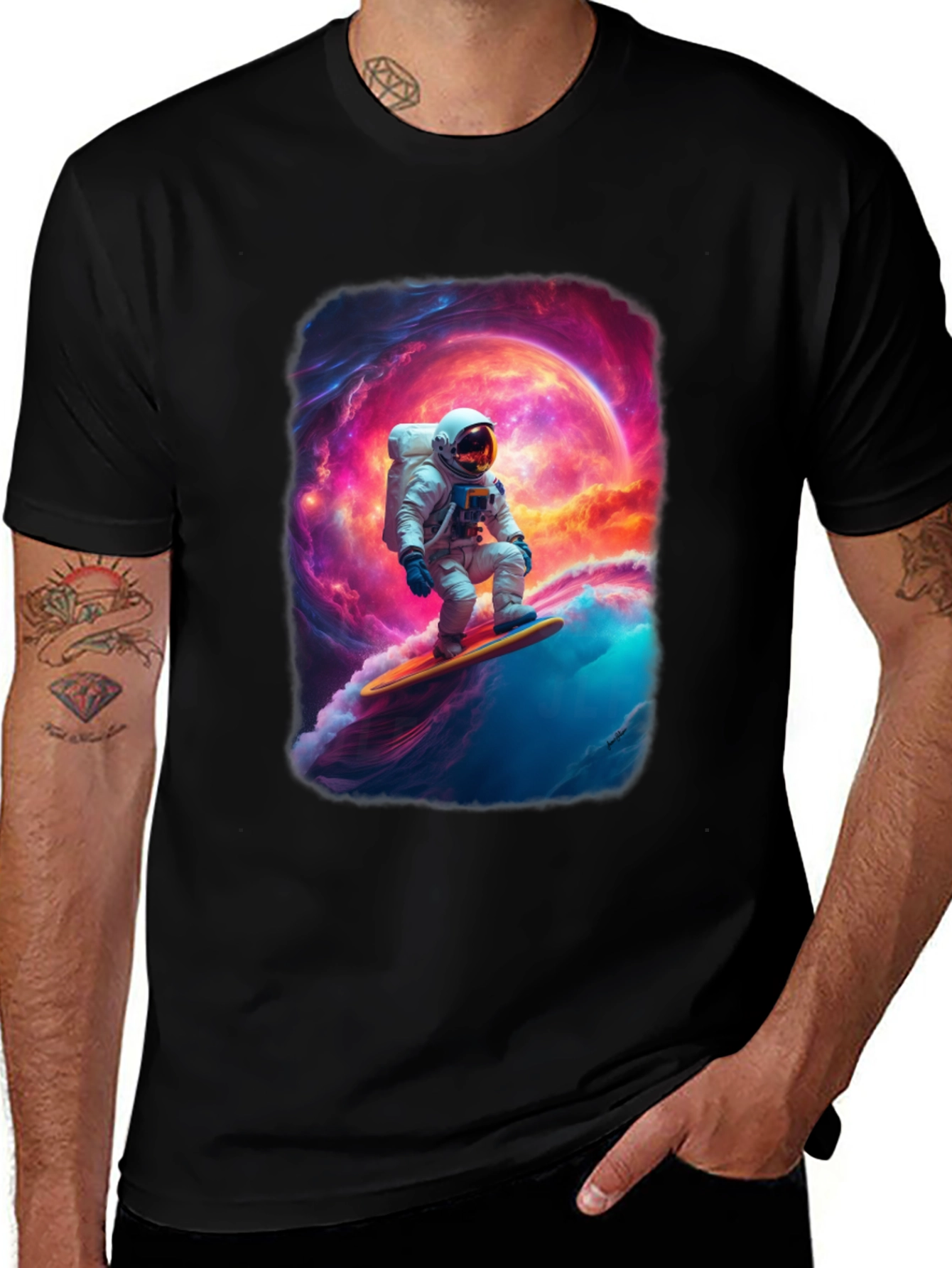 Astronaut Surfing Graphic T-Shirt
