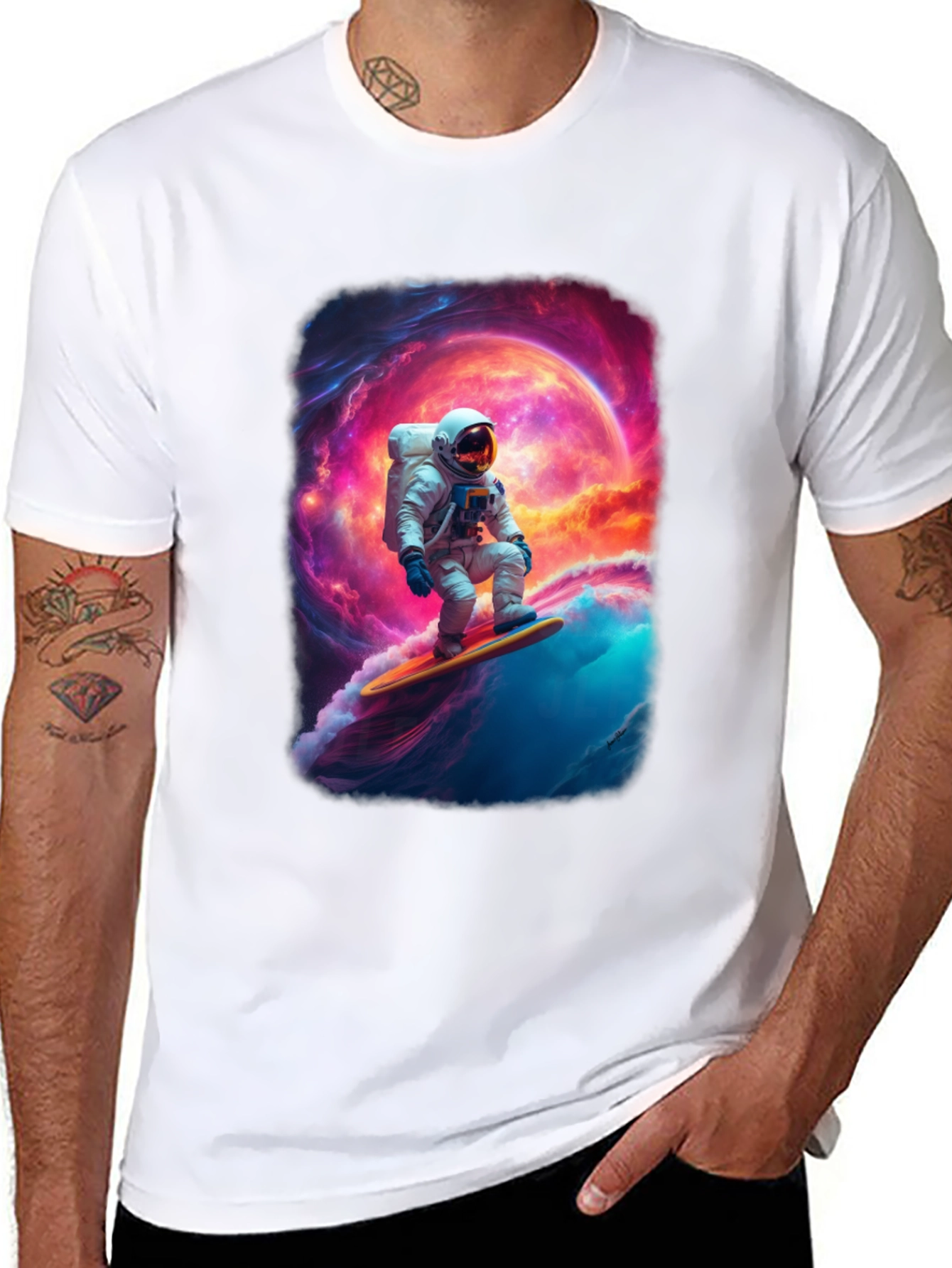 Astronaut Surfing Graphic T-Shirt