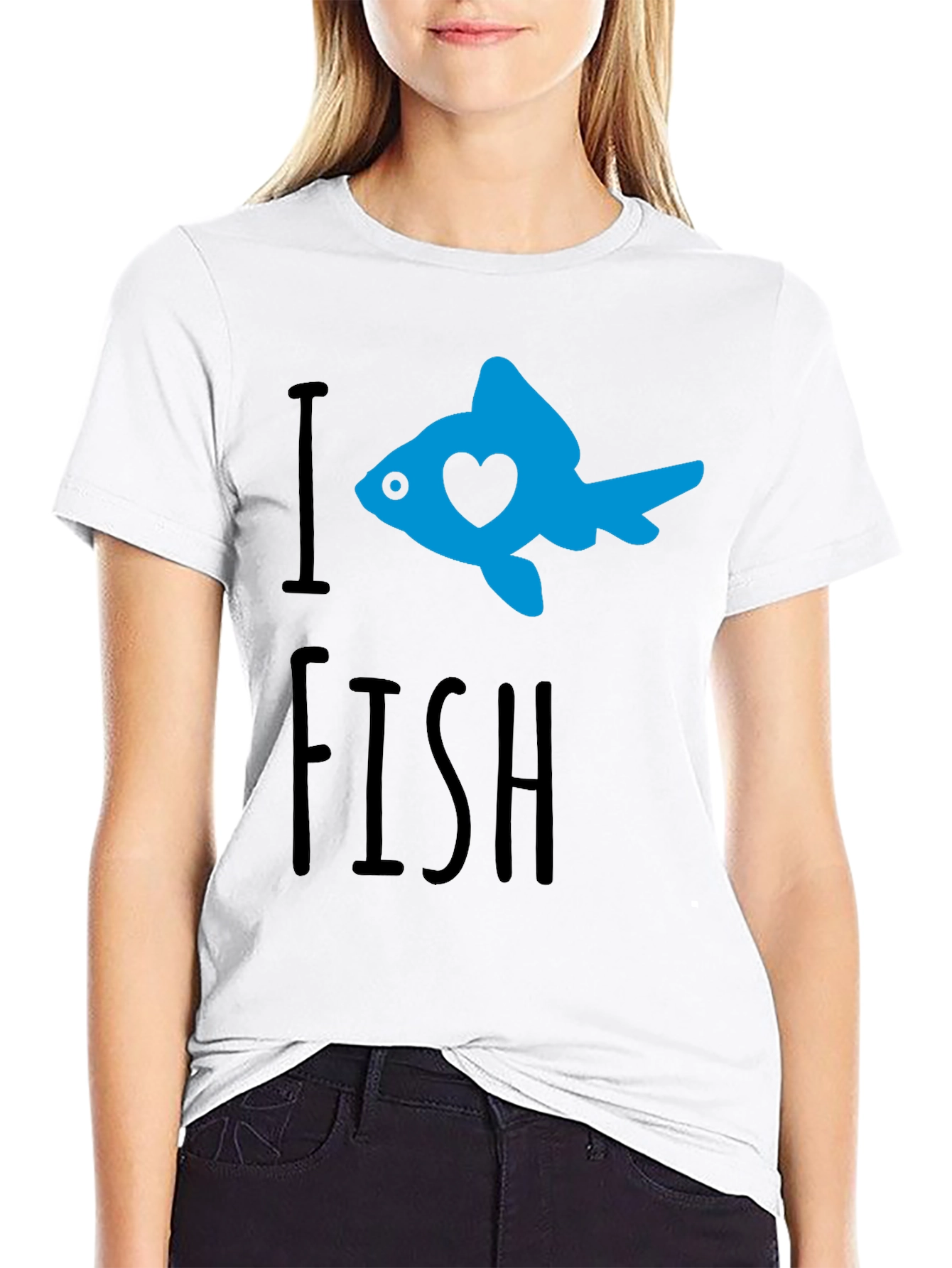 I Heart Fish Graphic T-Shirt - Black
