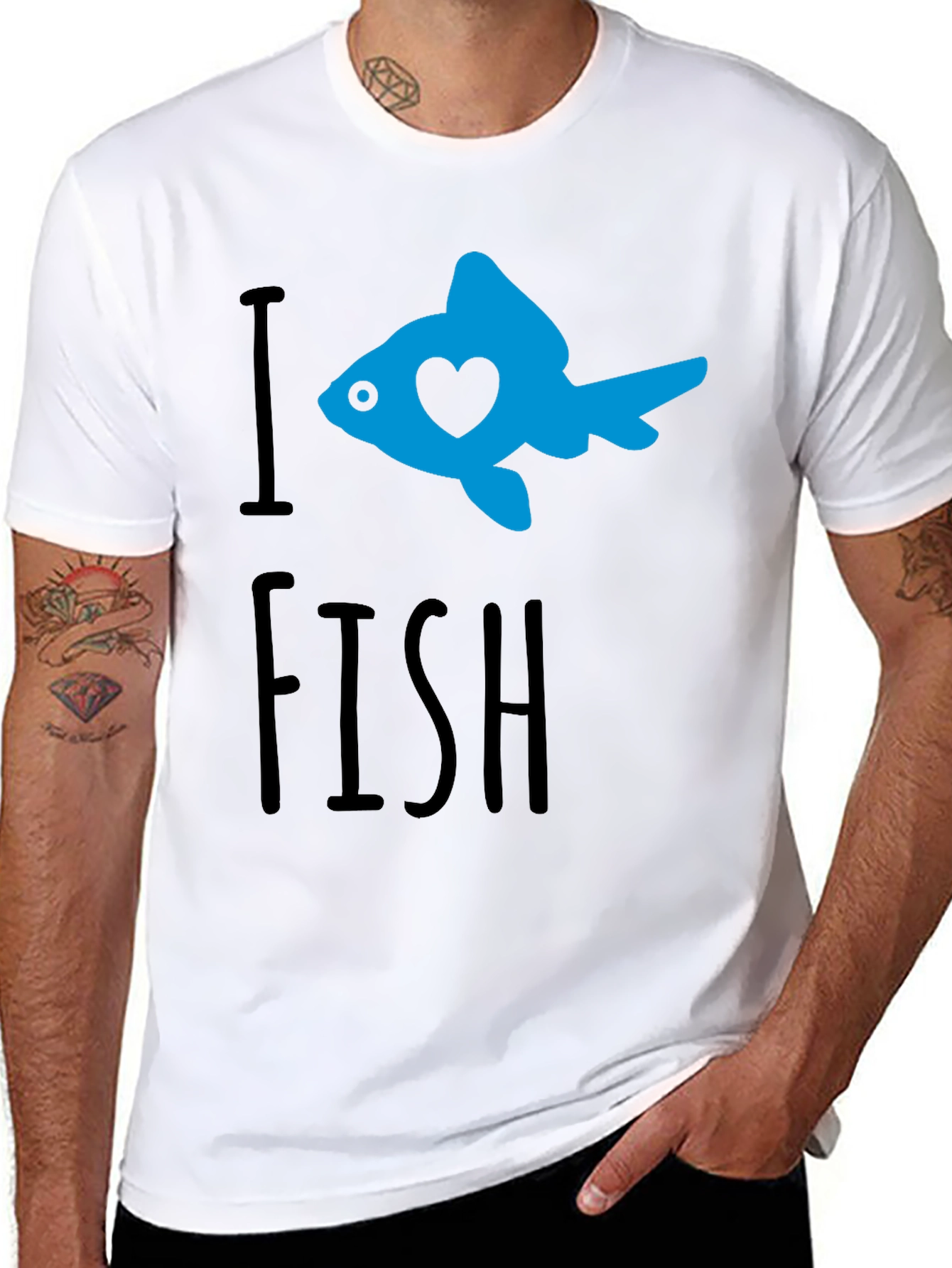 I Heart Fish Graphic T-Shirt - Black