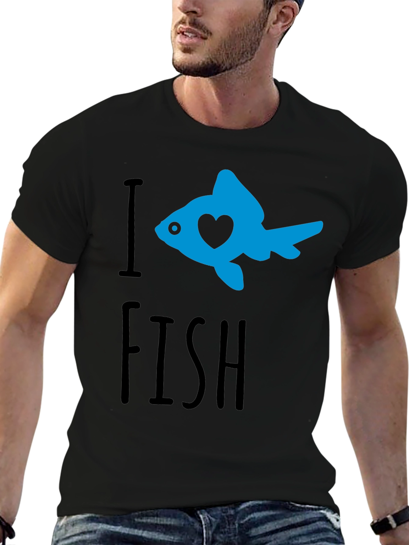 I Heart Fish Graphic T-Shirt - Black