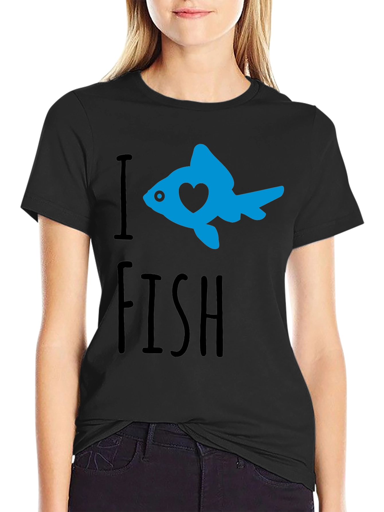 I Heart Fish Graphic T-Shirt - Black