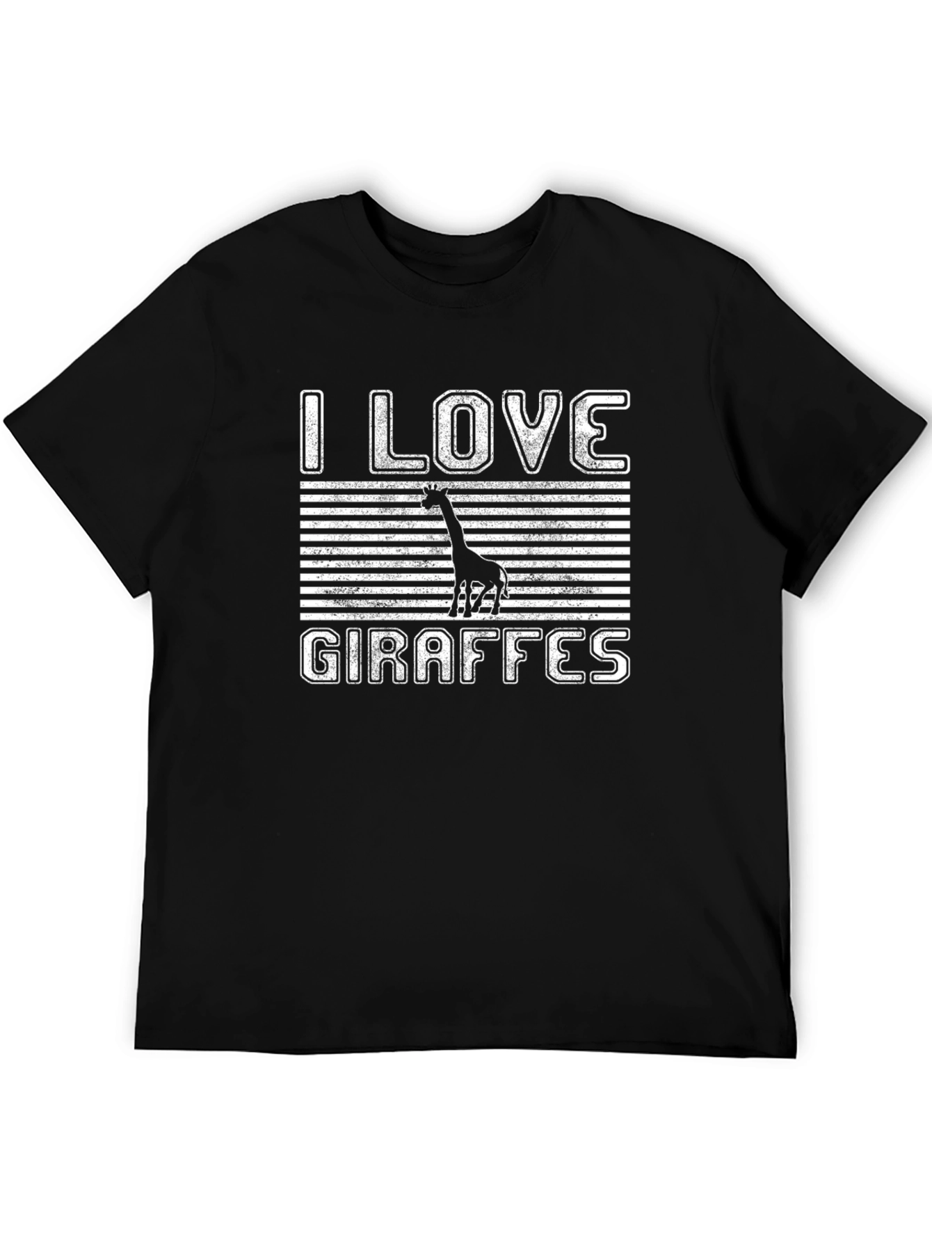 I Love Giraffes Black Graphic T-Shirt