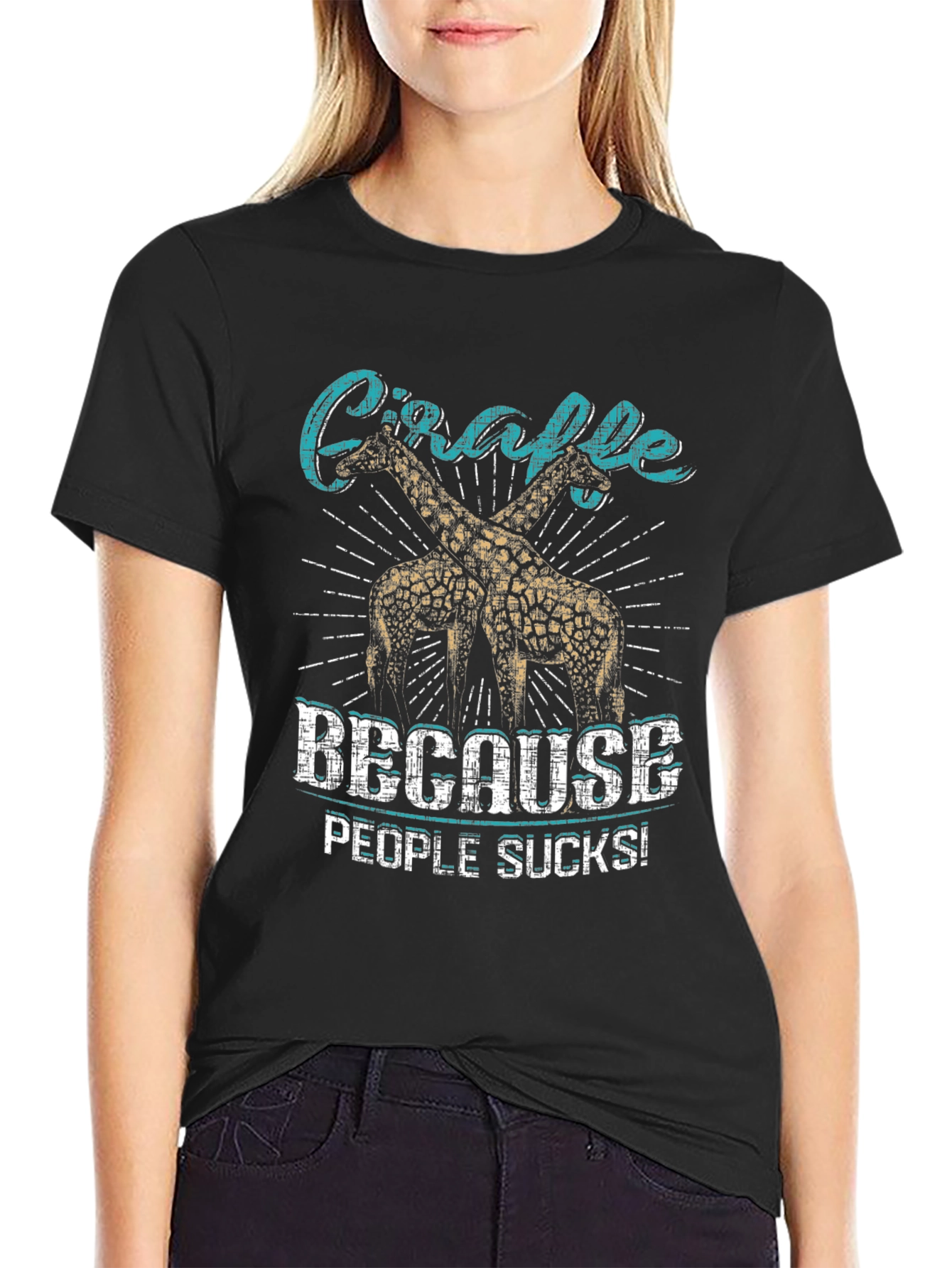 Giraffe Because People Sucks! T-Shirt