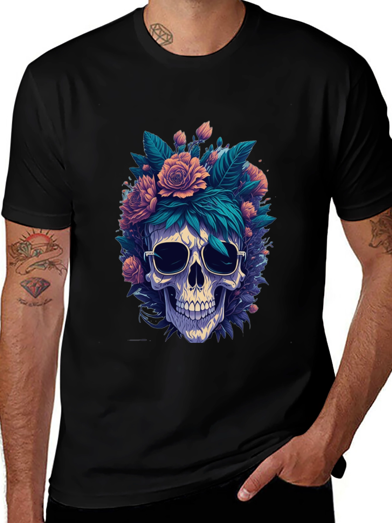 Floral Skull Graphic Tee