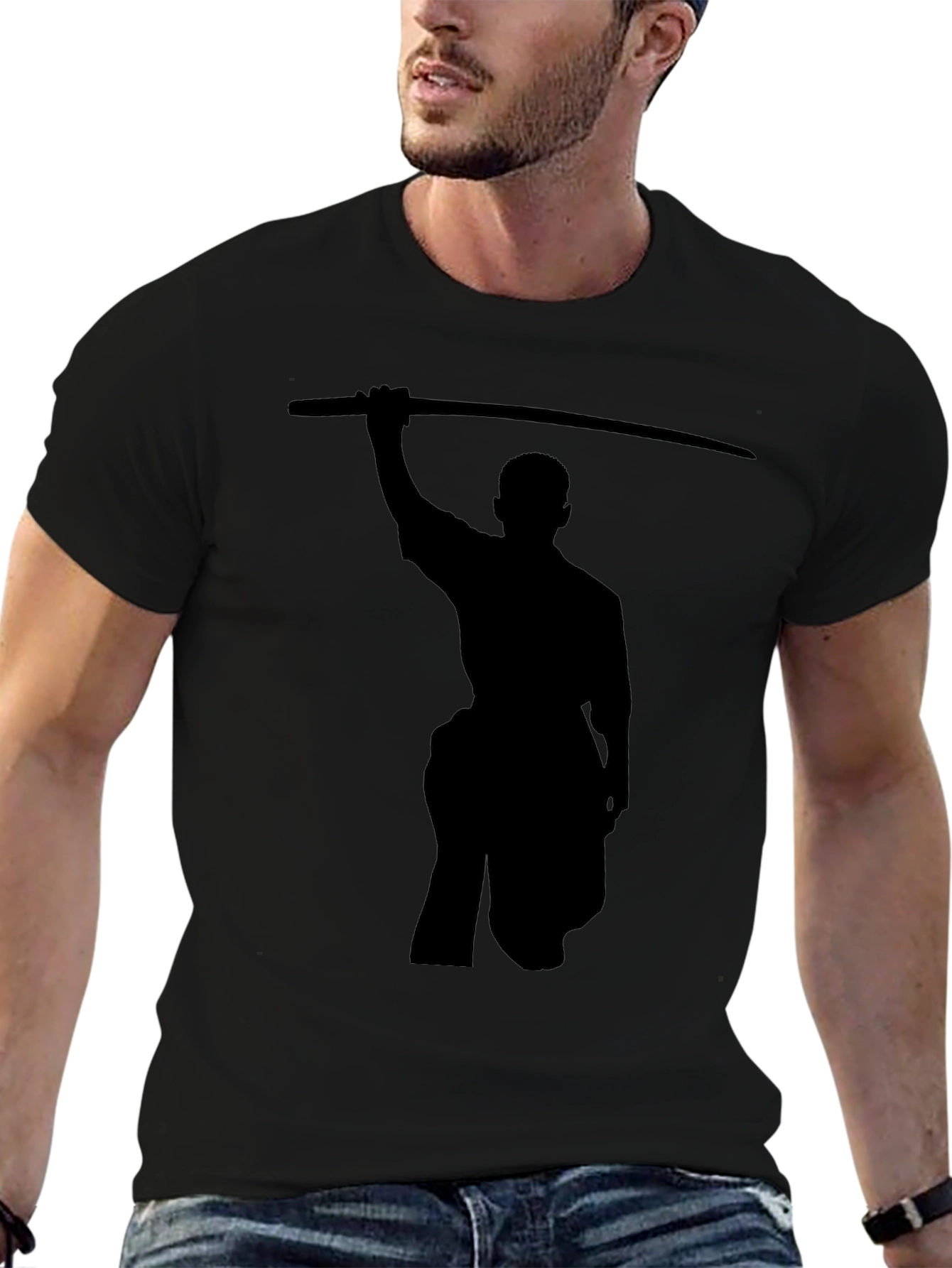 Samurai Sword Silhouette Black T-Shirt