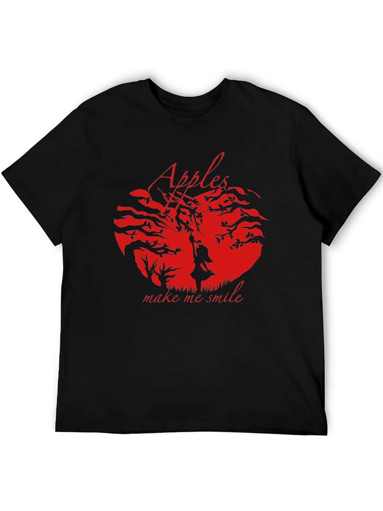 Apples Make Me Smile Graphic T-Shirt - Black