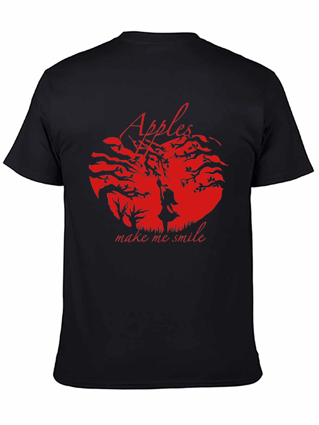 Apples Make Me Smile Graphic T-Shirt - Black