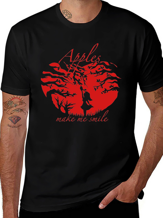Apples Make Me Smile Graphic T-Shirt - Black