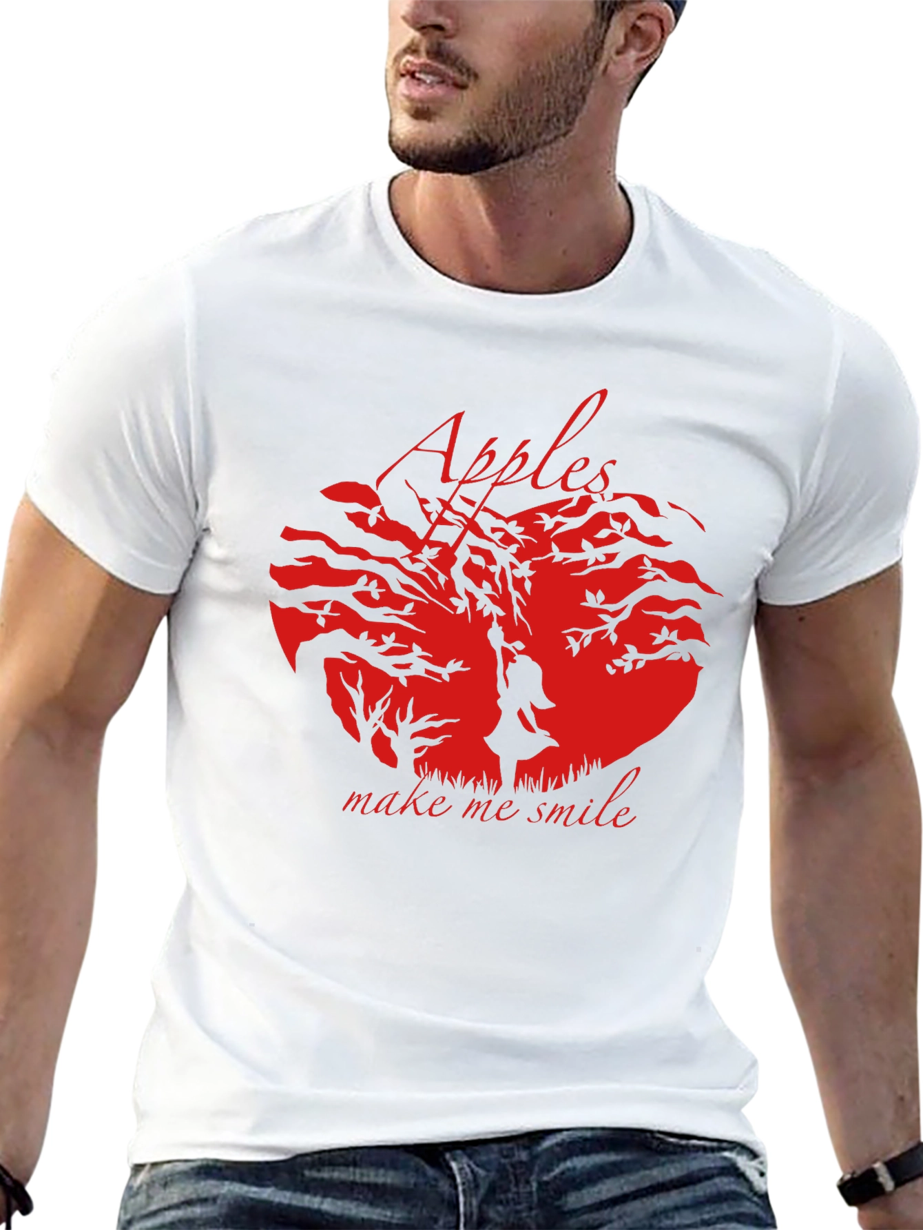 Apples Make Me Smile Graphic T-Shirt - Black