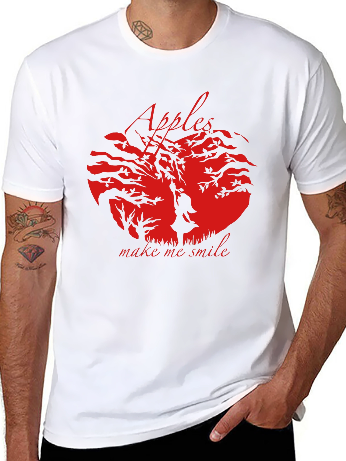 Apples Make Me Smile Graphic T-Shirt - Black