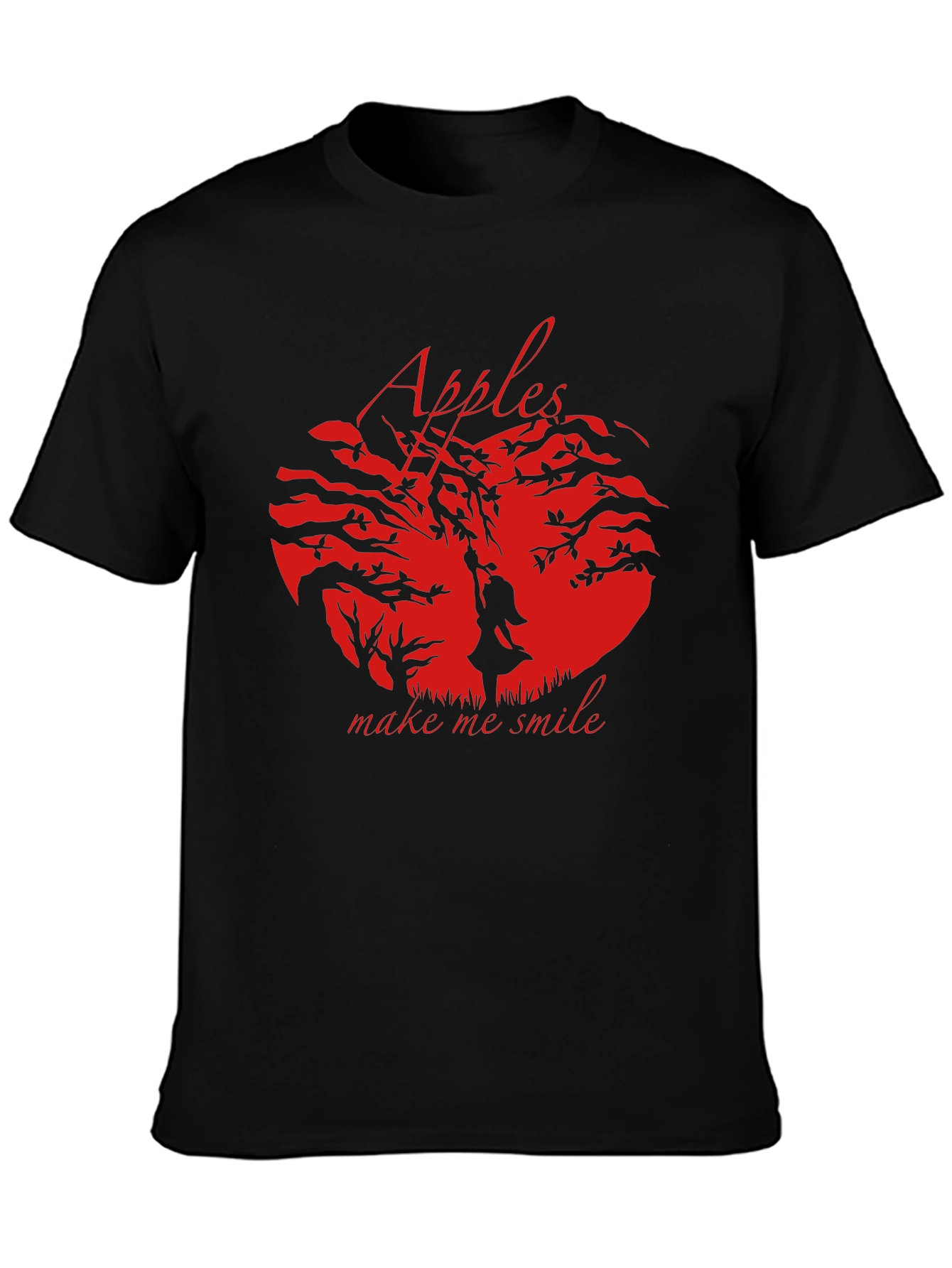 Apples Make Me Smile Graphic T-Shirt - Black