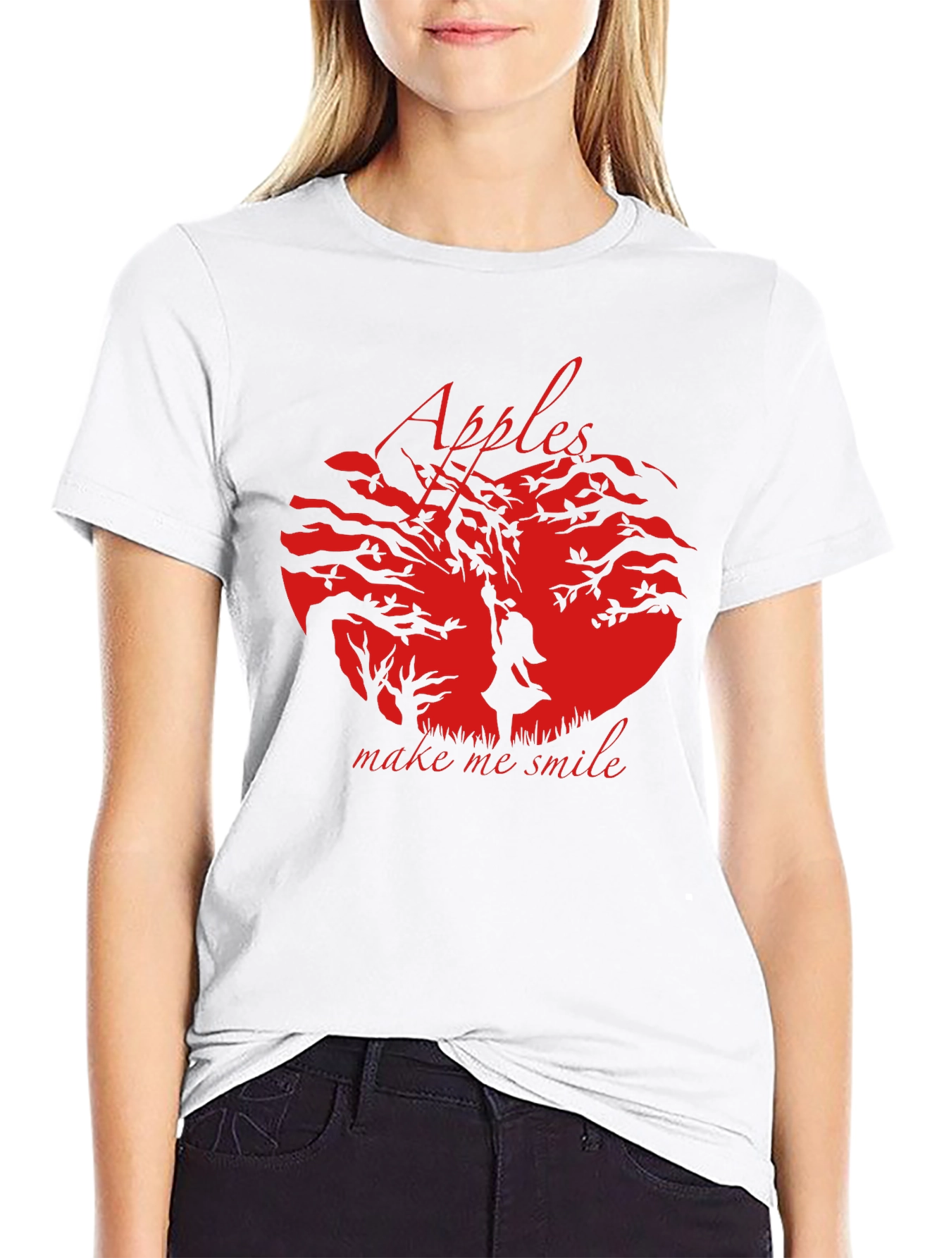 Apples Make Me Smile Graphic T-Shirt - Black