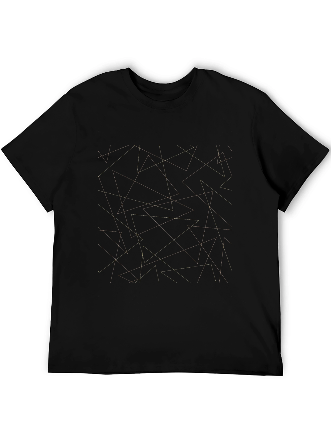 Geometric Line Art Black T-Shirt
