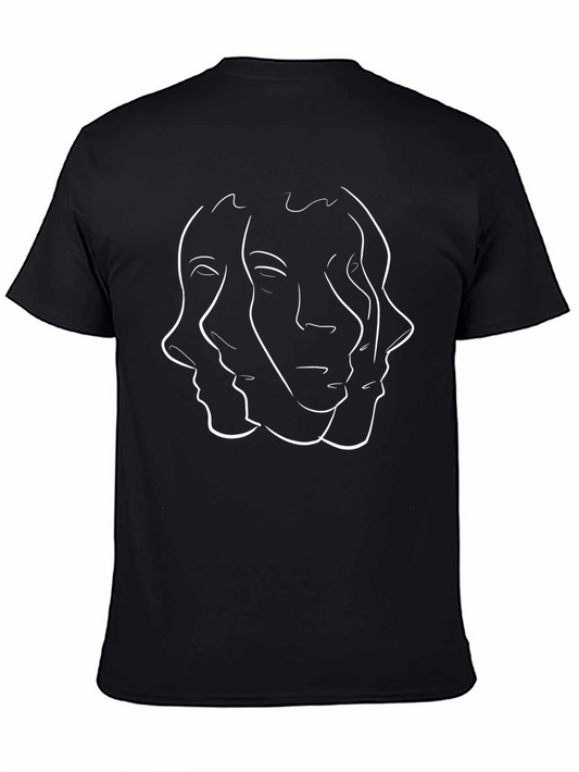 Abstract Faces Graphic Tee - Modern Minimalist Design