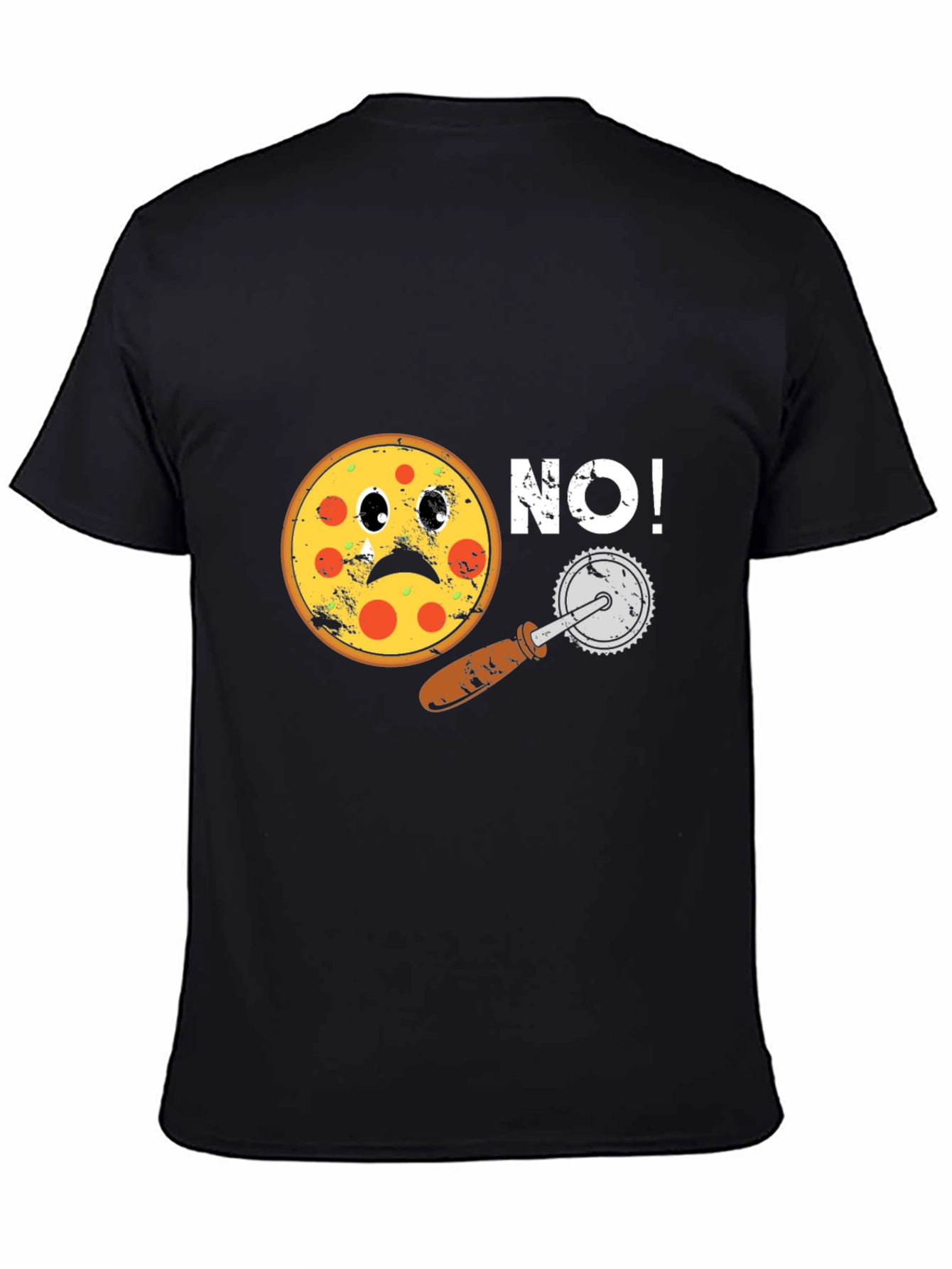 Sad Pizza No! Black Graphic Tee