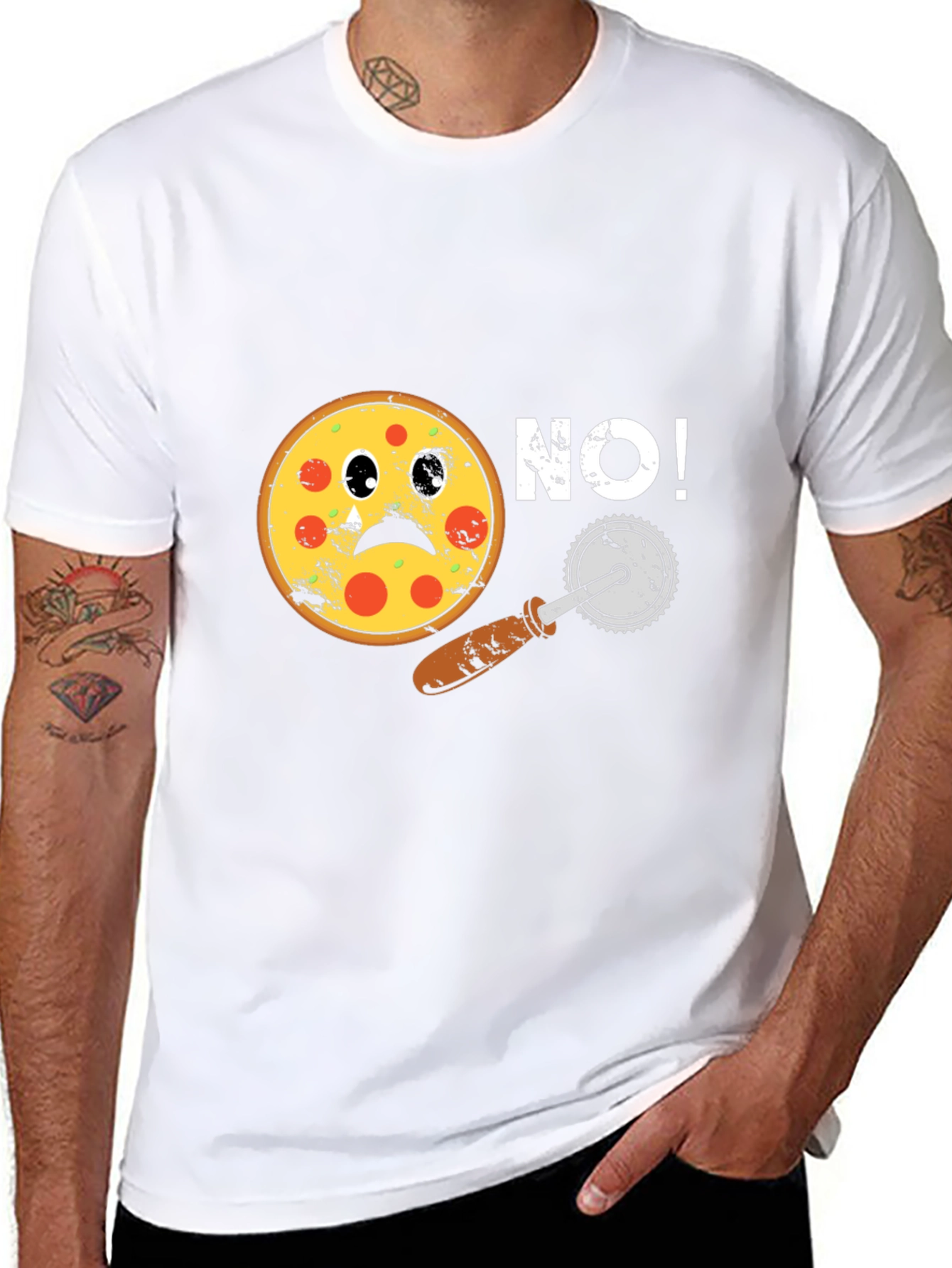 Sad Pizza No! Black Graphic Tee
