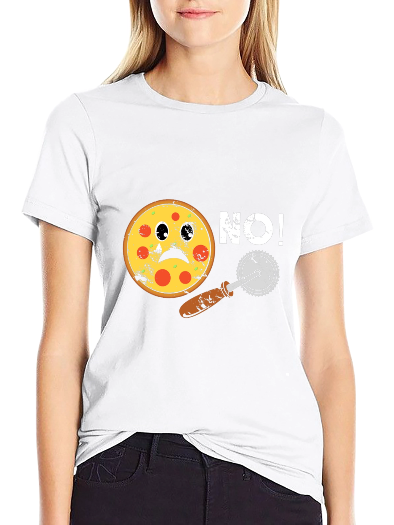 Sad Pizza No! Black Graphic Tee