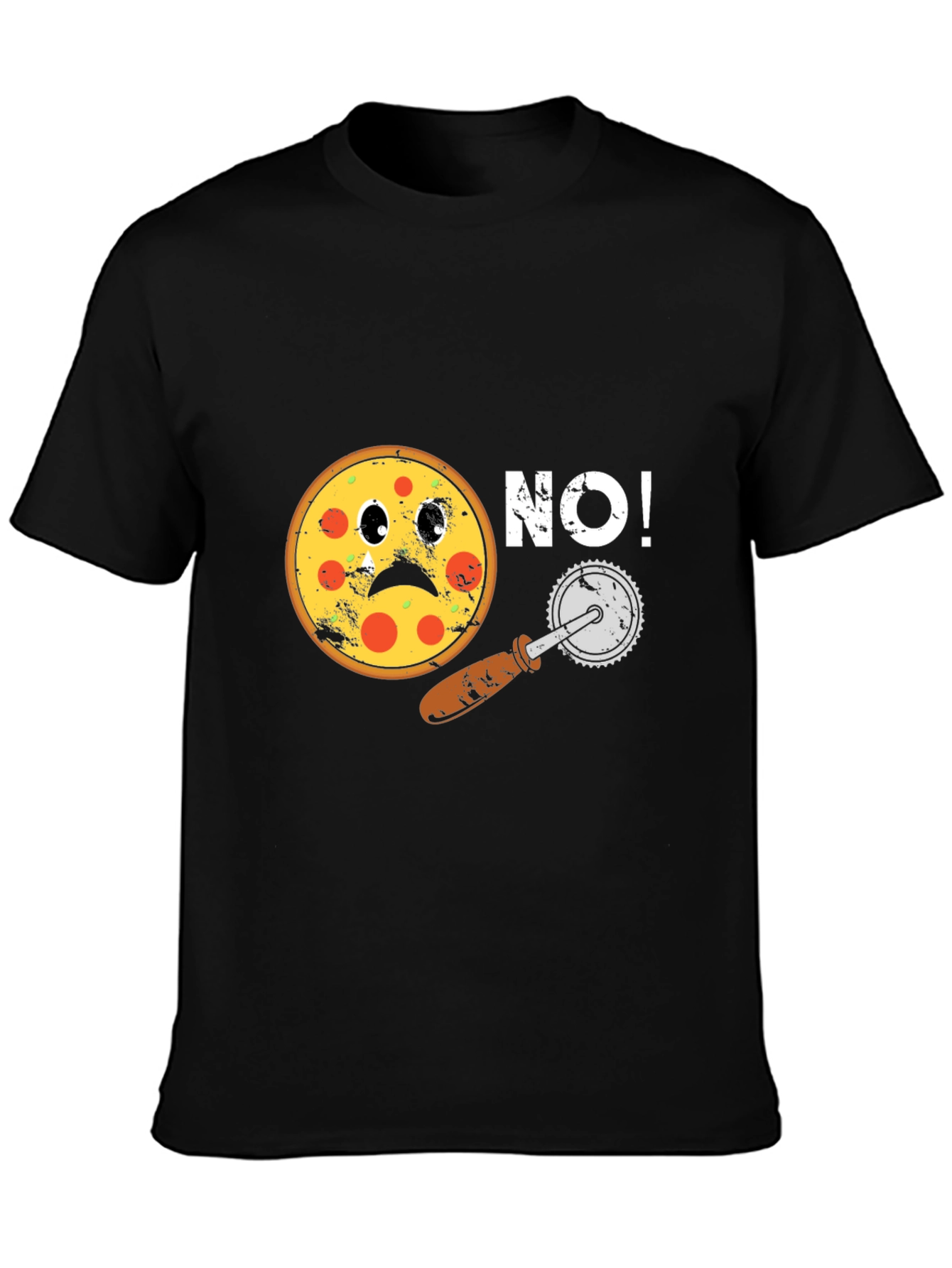 Sad Pizza No! Black Graphic Tee