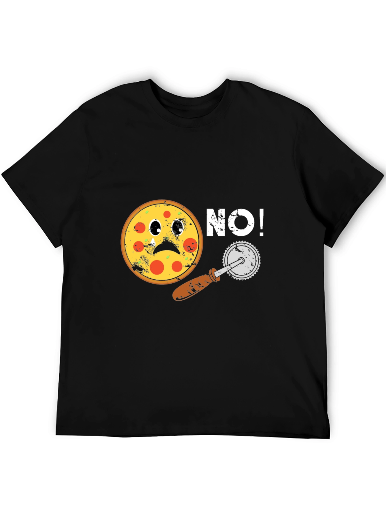 Sad Pizza No! Black Graphic Tee